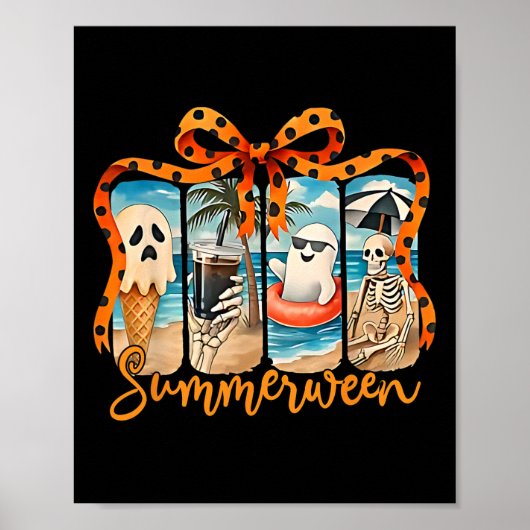 Summerween Skeleton Ghost Beach Party Halloween Vi Poster (Vorne)