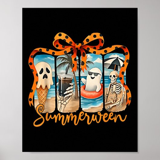 Summerween Skeleton Ghost Beach Party Halloween Vi Poster (Vorne)