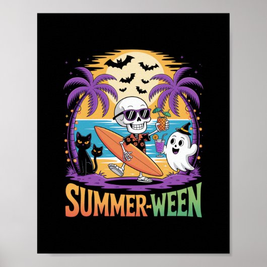 Summerween Skeleton Party Halloween Poster (Vorne)