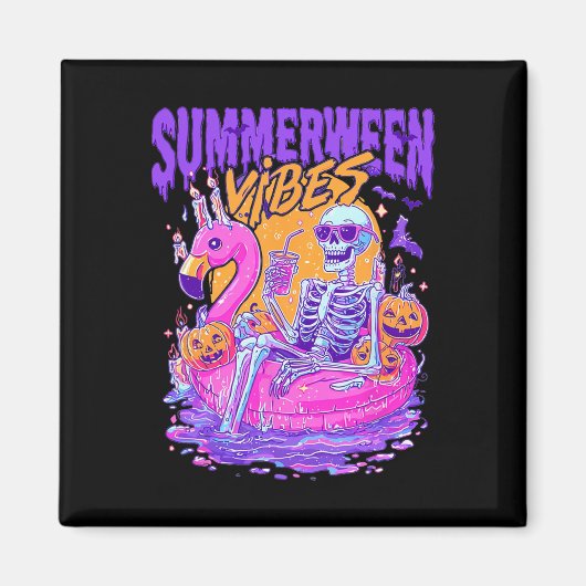 Summerween Skeleton Spooky Summer Beach Skelly Hal Magnet (Vorne)