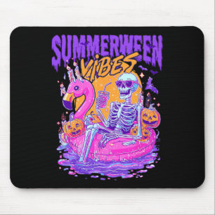 Summerween Skeleton Spooky Summer Beach Skelly Hal Mousepad
