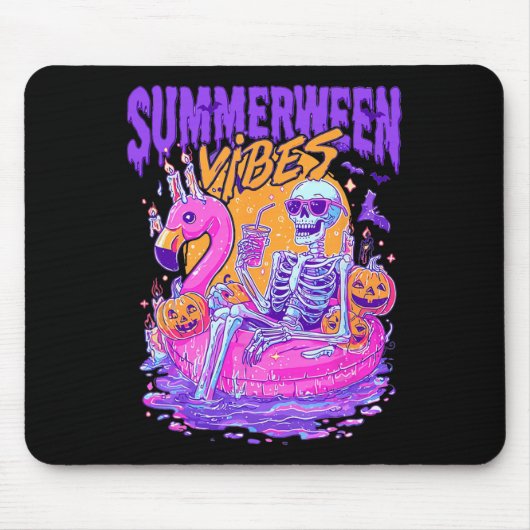 Summerween Skeleton Spooky Summer Beach Skelly Hal Mousepad (Vorne)
