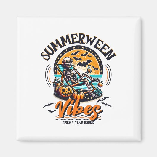 Summerween Skeleton Spooky Year Round Summer Hallo Magnet (Vorne)