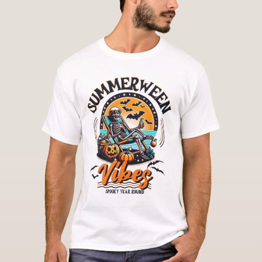 Summerween Skeleton Spooky Year Round Summer Hallo T-Shirt (Vorderseite)