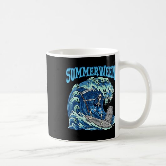 Summerween Skeleton Surf Grim Sensenmann Beach Spo Kaffeetasse (Rechts)