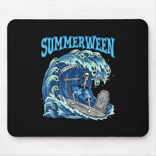Summerween Skeleton Surf Grim Sensenmann Beach Spo Mousepad (Vorne)