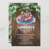 Summerween Skeleton Tropical Pool Bash Einladung (Vorne/Hinten)