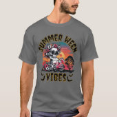 Summerween Skeleton Vibes – Floral Sunset Retro T-Shirt (Vorderseite)