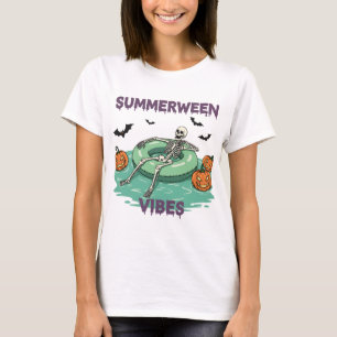 Summerween-Skeleton-Vibes – Gruseliger Strand Hall T-Shirt