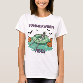 Summerween Skeleton Vibes – Spooky Beach Halloween T-Shirt