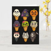 Summerween Skeleton Zombie Pumpkin Mummy Ice Creme Karte (Gelbe Blume)