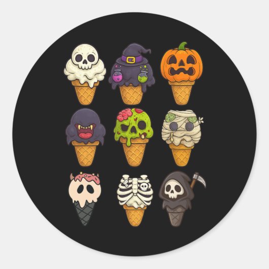 Summerween Skeleton Zombie Pumpkin Mummy Ice Creme Runder Aufkleber (Vorderseite)