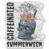 Summerween Skull Skeleton Hand Iced Coffee Goth Aufkleber (Vorderseite)