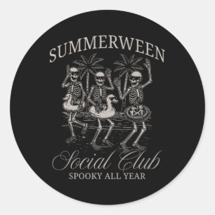 Summerween Social Club Skeleton Tanz Summer Hal Runder Aufkleber