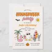 Summerween Sommerpool Halloween Geburtstagsfeier Einladung (Vorderseite)