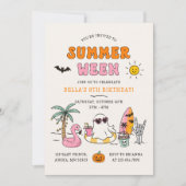 Summerween Sommerpool Halloween Geburtstagsfeier Einladung (Vorderseite)