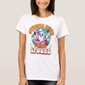 Summerween Spooky Cute Ghost Flamingo Float Beach T-Shirt (Vorderseite)