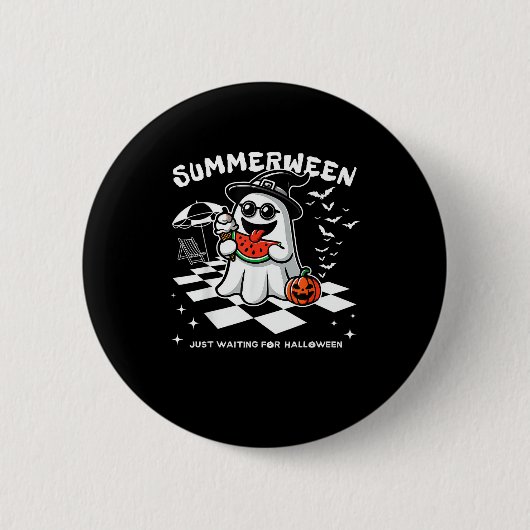 Summerween Spooky Halloween Summer Vibes Pumpkin G Button (Vorderseite)