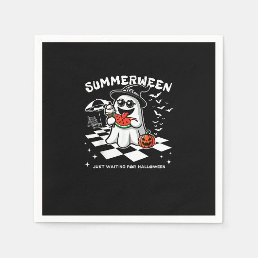 Summerween Spooky Halloween Summer Vibes Pumpkin G Serviette (Vorderseite)