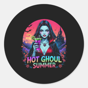Summerween-Stimmung Eiscreme Lustiger Heißer Ghoul Runder Aufkleber