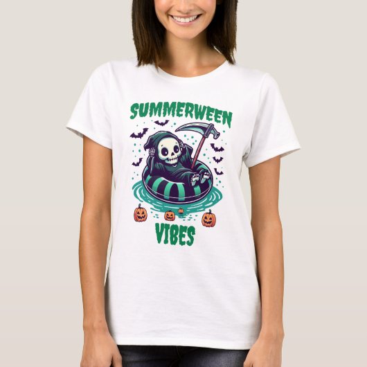 Summerween Stimmung – entspannter Sensenmann T-Shirt (Vorderseite)