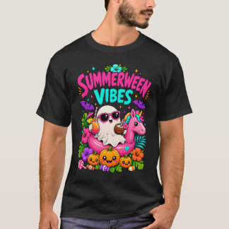 Summerween Stimmung Gruseliger Geist Einhorn Hallo T-Shirt