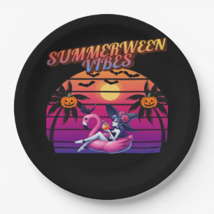 Summerween Stimmung Hexen Flamingo Schwimmkörper, Pappteller