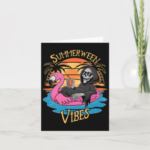 Summerween Stimmung Skelett Flamingo Grusel Hallow Karte