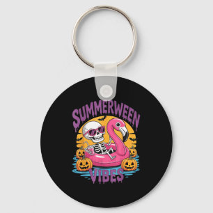Summerween Stimmung Skelett Flamingo Grusel Hallow Schlüsselanhänger