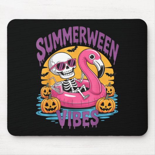 Summerween Stimmung Skelett Flamingo Gruselig Hall Mousepad (Vorne)