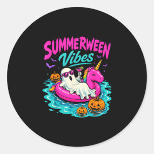 Summerween Stimmung unheimliches Gespenst Einhorn  Runder Aufkleber