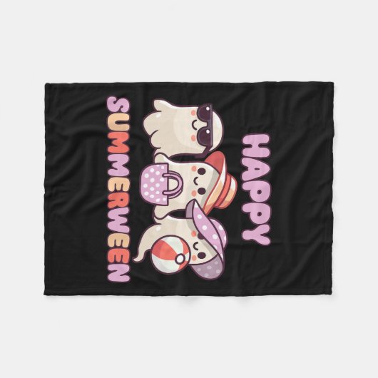 Summerween Summer Halloween Ghost Fleecedecke (Vorderseite (Horizontal))