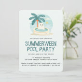 Summerween Summer Pool Garden Halloween-Party Einladung (Stehend Vorderseite)