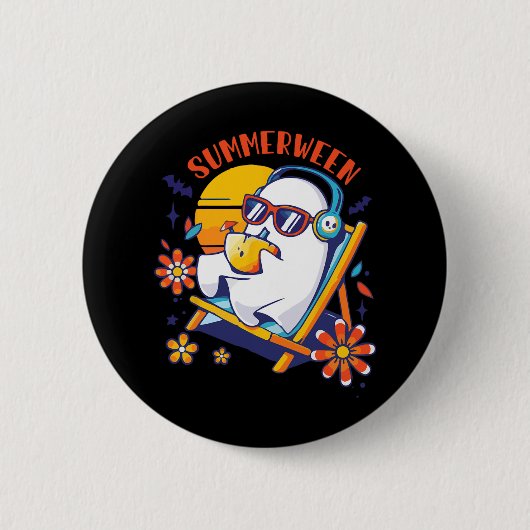 Summerween Süßer Gruseliger Sommer Geist Halloween Button (Vorderseite)
