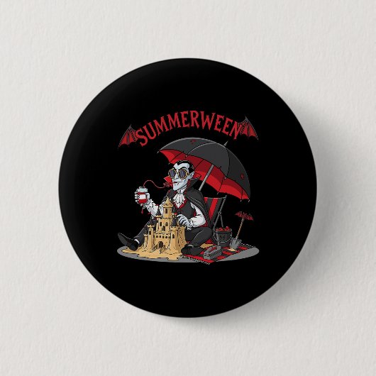 Summerween Vampire Beach Dracula Sandcastle Gotik Button (Vorderseite)
