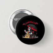 Summerween Vampire Beach Dracula Sandcastle Gotik Button (Vorne & Hinten)