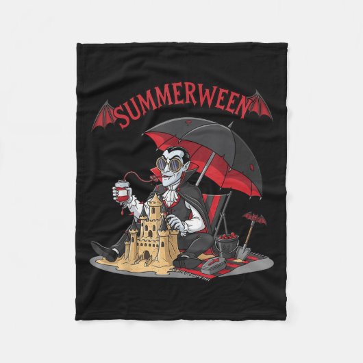 Summerween Vampire Beach Dracula Sandcastle Gotik Fleecedecke (Vorderseite)