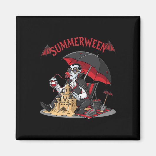 Summerween Vampire Beach Dracula Sandcastle Gotik Magnet (Vorne)