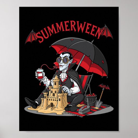 Summerween Vampire Beach Dracula Sandcastle Gotik Poster (Vorne)