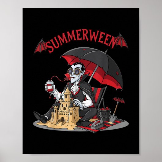 Summerween Vampire Beach Dracula Sandcastle Gotik Poster (Vorne)