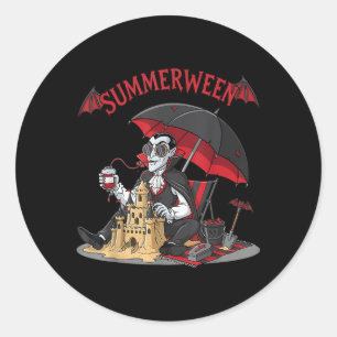 Summerween Vampire Beach Dracula Sandcastle Gotik Runder Aufkleber