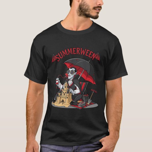 Summerween Vampire Beach Dracula Sandcastle Gotik T-Shirt (Vorderseite)