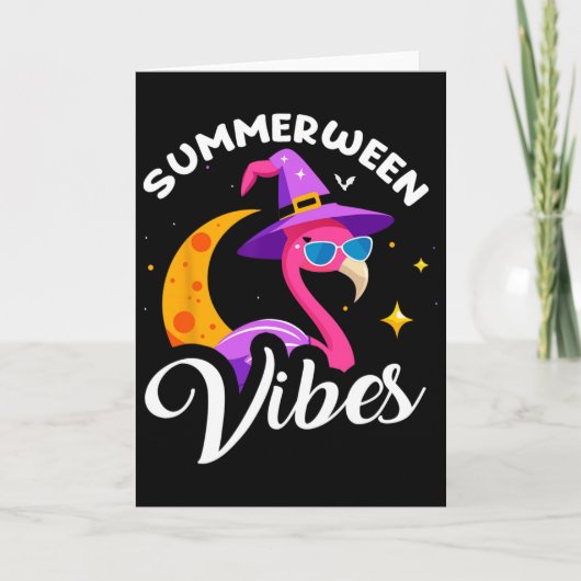 Summerween Vibes Flamingo Sommer Halloween Vacatio Karte (Vorderseite)
