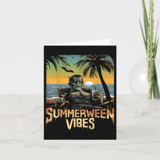 Summerween Vibes Frankenstein Summer Halloween Hol Karte (Vorderseite)