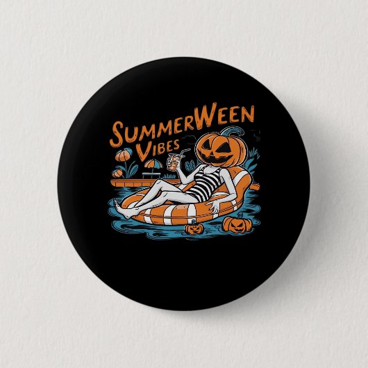 Summerween Vibes für Spooky Summer, Halloween-Gesc Button (Vorderseite)