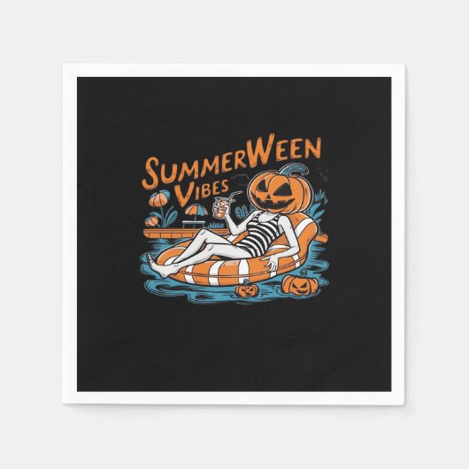 Summerween Vibes für Spooky Summer, Halloween-Gesc Serviette (Vorderseite)