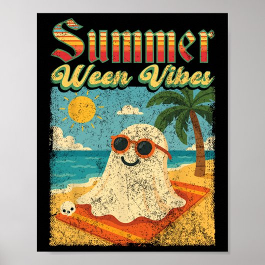 Summerween Vibes Ghost Funny Summer Halloween Poster (Vorne)