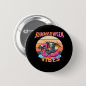 Summerween Vibes Grim Sensenmann Flamingo Float Re Button (Vorne & Hinten)