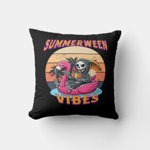 Summerween Vibes Grim Sensenmann Flamingo Float Re Kissen