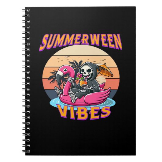 Summerween Vibes Grim Sensenmann Flamingo Float Re Notizblock (Vorderseite)